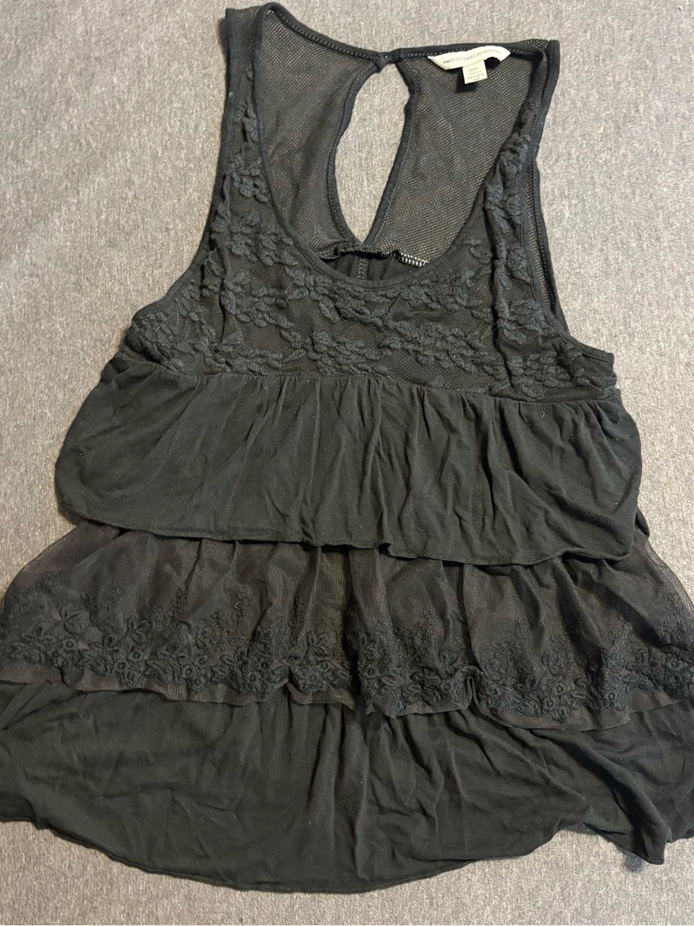 Vintage American Eagle Lace Ruffle Tank Top Blouse